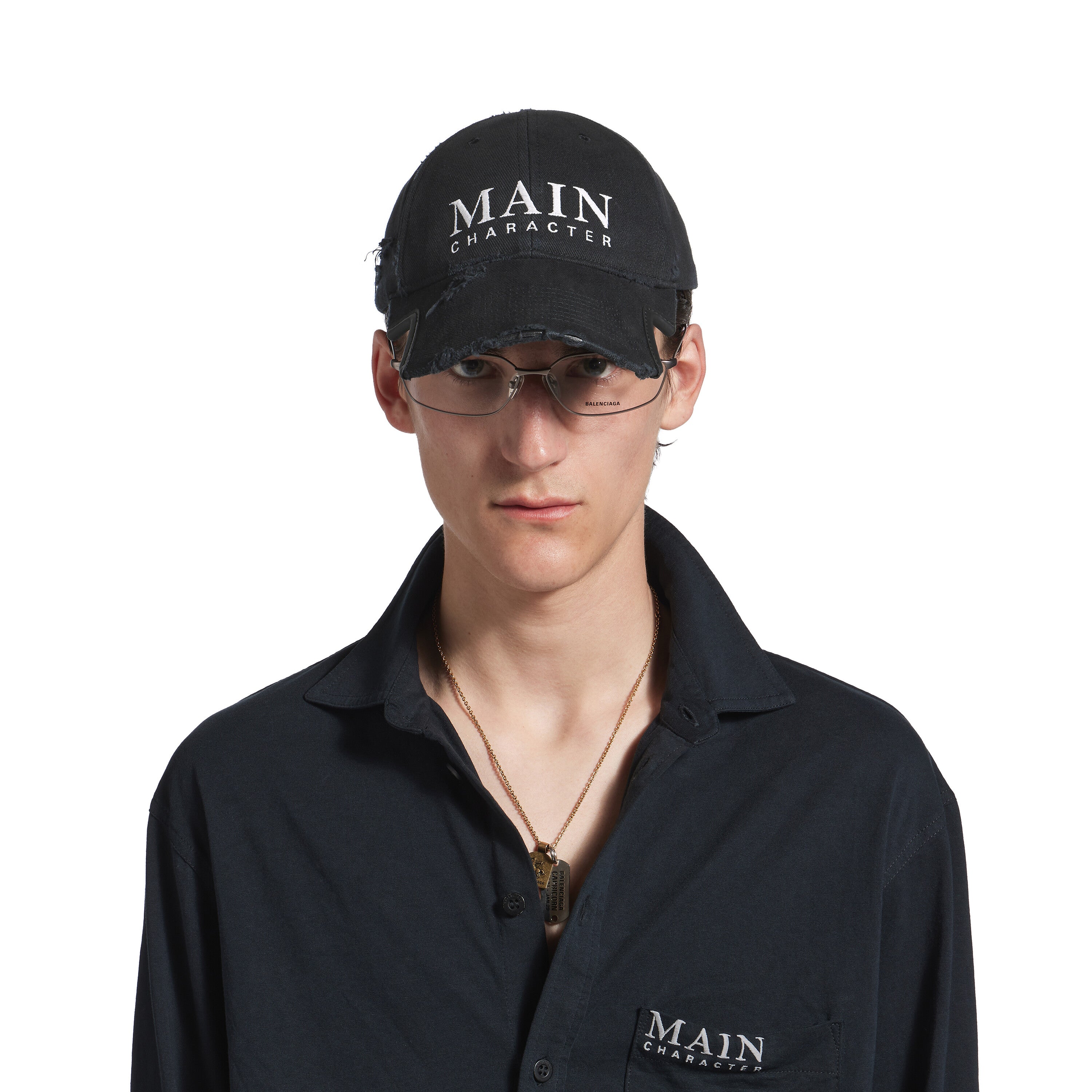 CASQUETTE MAIN CHARACTER ARTWORK POUR HOMME EN NOIR DÉLAVÉ